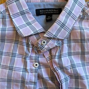 Banana Republic Men's Pink Plaid Shirt